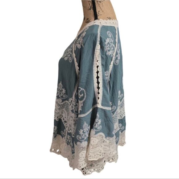 Democracy Raglan Sleeve Crochet Trim Peasant‎ Blouse Plus Size 2X New! - Picture 7 of 10